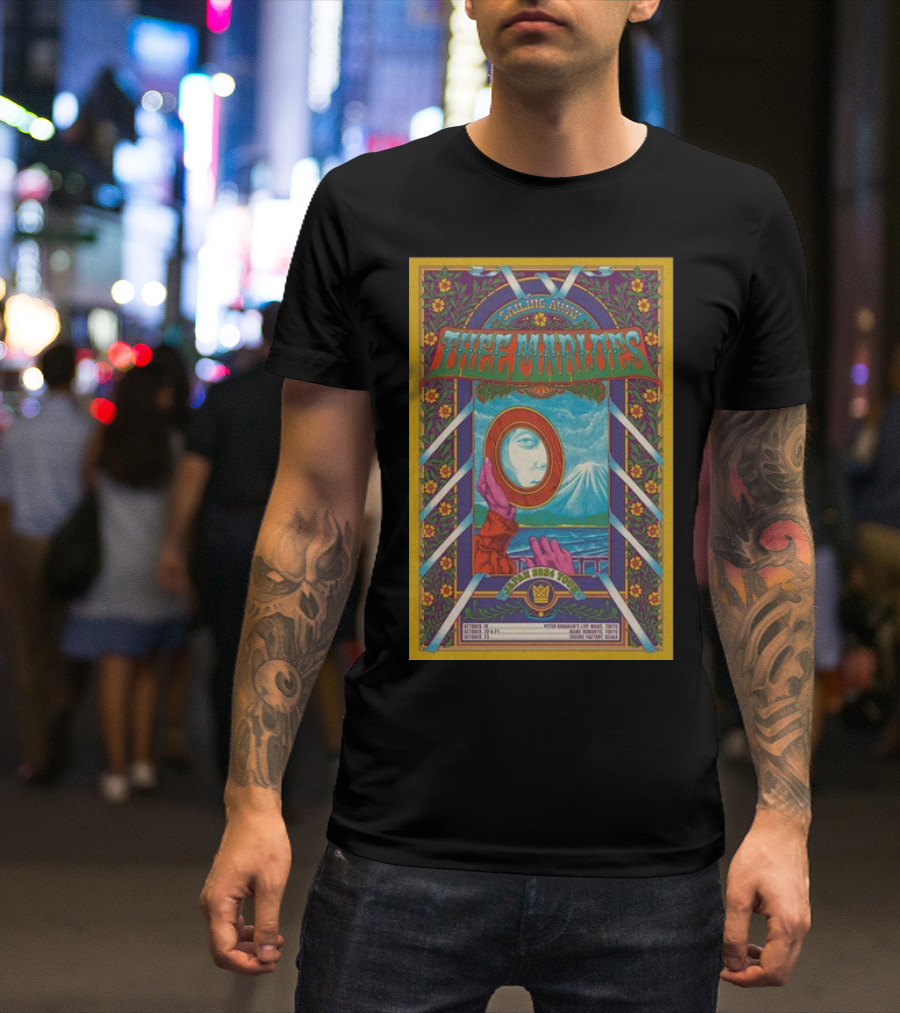 Thee Marloes Sailing Away Japan 2024 Tour Poster Mt. Fuji Psychedelic T-Shirt