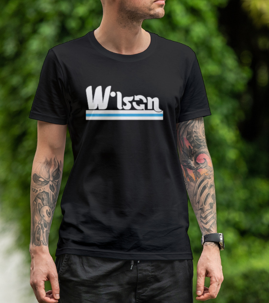 Wilson Retro Logo Style With Blue And White Stripe T-Shirt