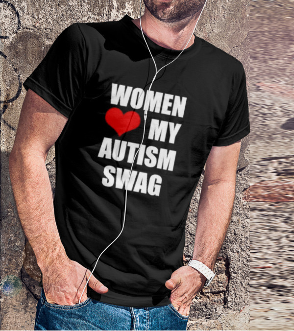 Women Love My Autism Swag Red Heart T-Shirt