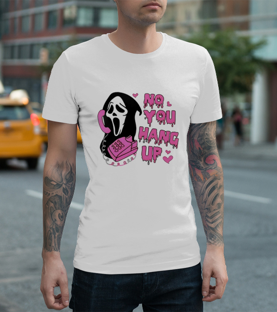 Ghost Face No You Hang Up Pink Phone Scream Hearts T-Shirt