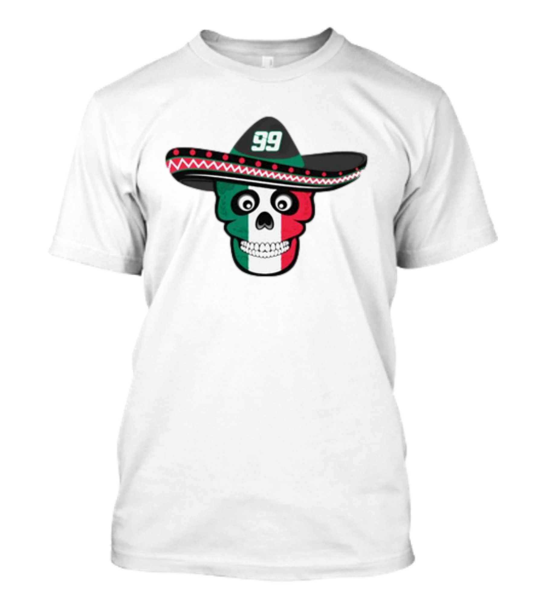 99 Skull Daniel Suarez Pancho Sombrero Mexican Flag T-Shirt