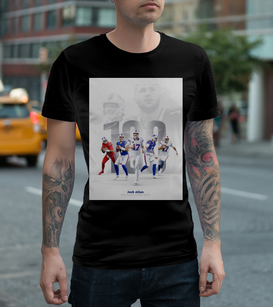Josh Allen One Hundred Career Starts Buffalo Football Quarterback Highlights T-Shirt