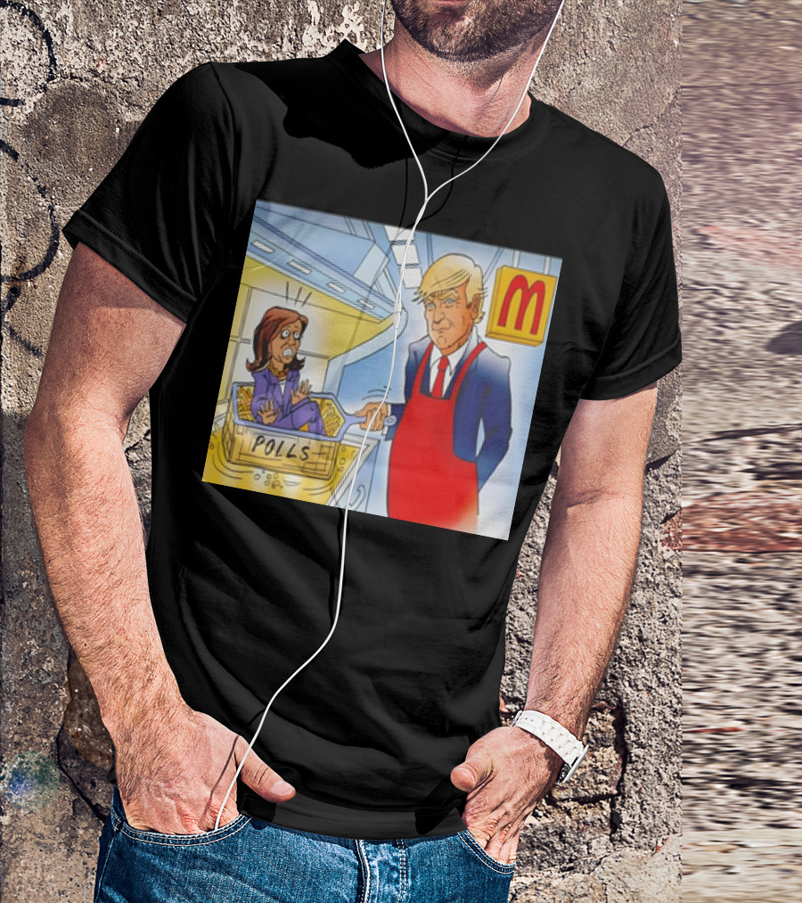 Trump Puts Biden In McDonald's Fryer With Polls In Red Apron T-Shirt
