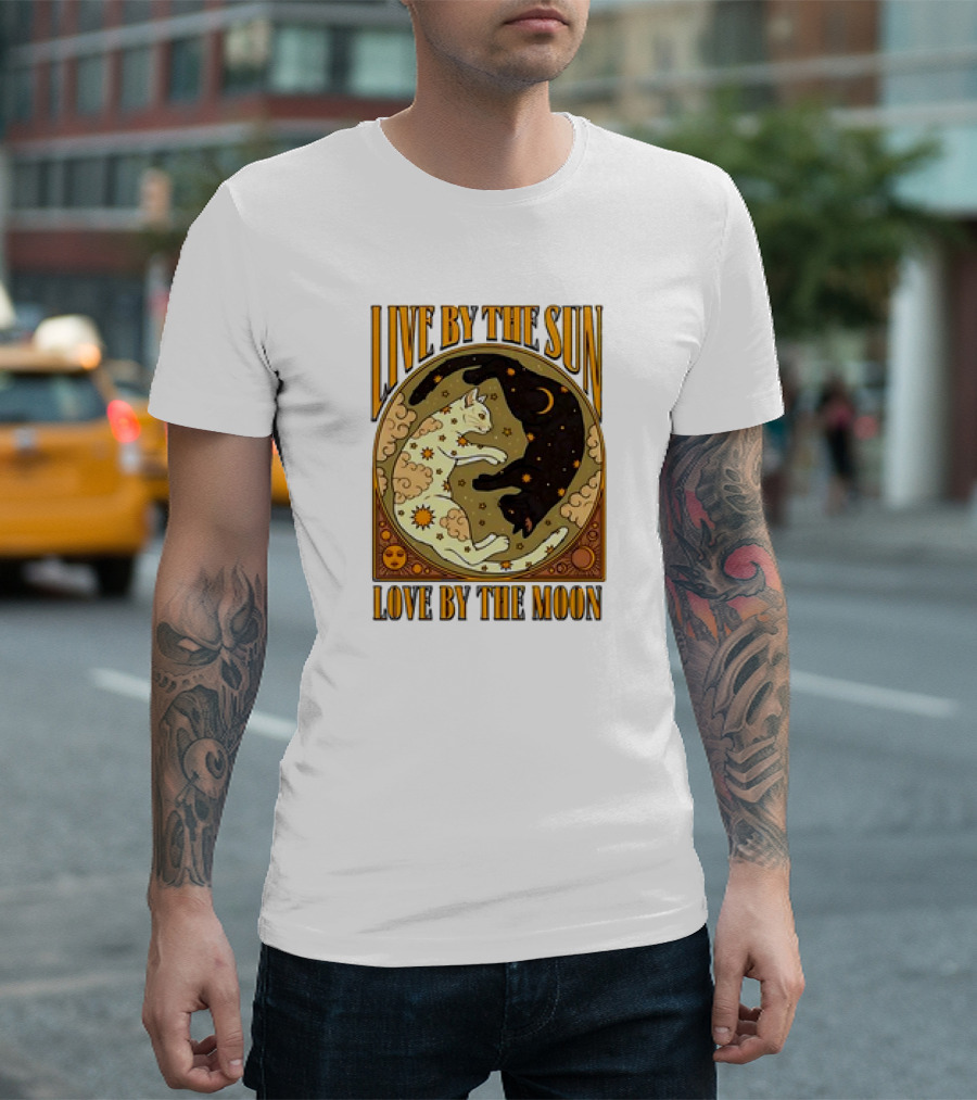 Live by the Sun Love by the Moon Retro Cats T-Shirt