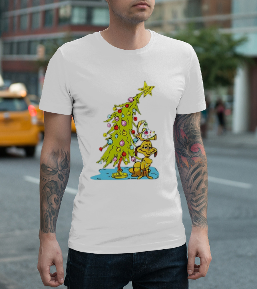 Christmas with Max Dog and Whoville Tree with Lights T-Shirt