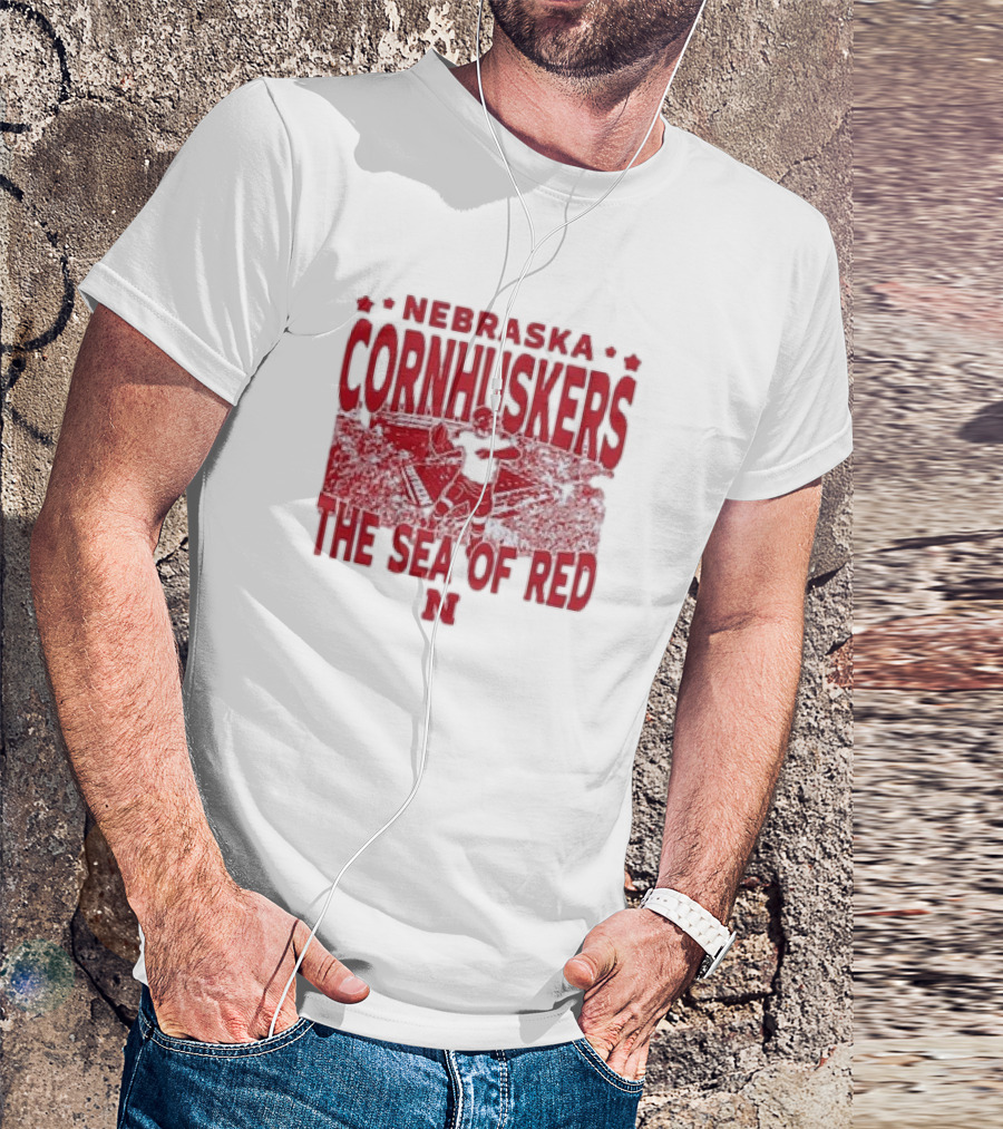 Nebraska Cornhuskers The Sea Of Red Stadium Scene T-Shirt