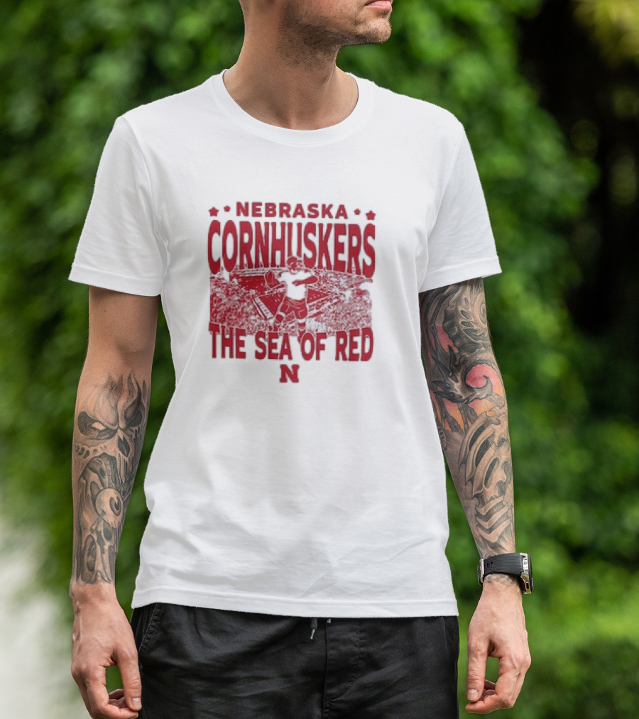 Nebraska Cornhuskers The Sea Of Red Stadium Scene T-Shirt