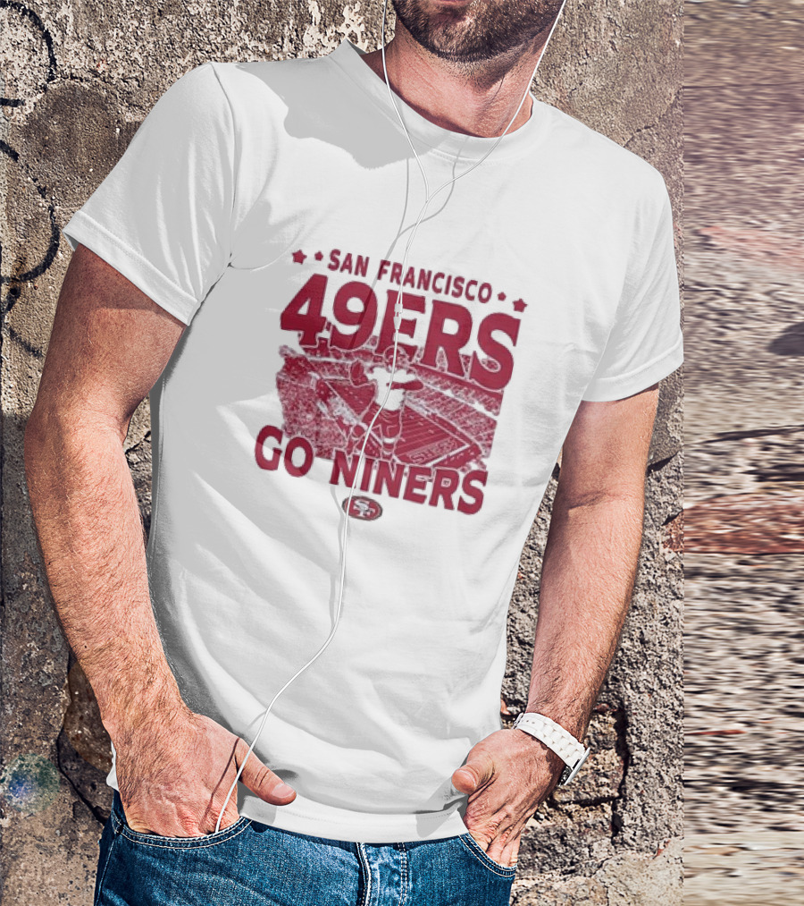 San Francisco 49ers Go Niners Vintage Stadium Football T-Shirt