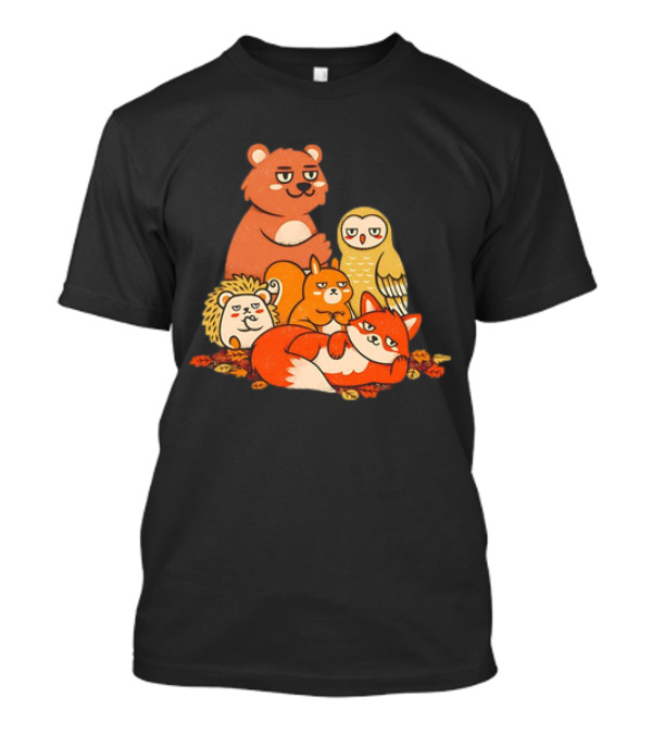 Animals X The Breakfast Club Autumn Edition With Hedgehog, Bear, Owl, Fox, Squirrel T-Shirt
