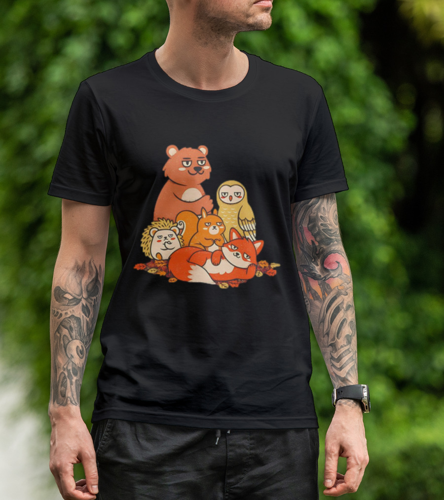 Animals X The Breakfast Club Autumn Edition With Hedgehog, Bear, Owl, Fox, Squirrel T-Shirt