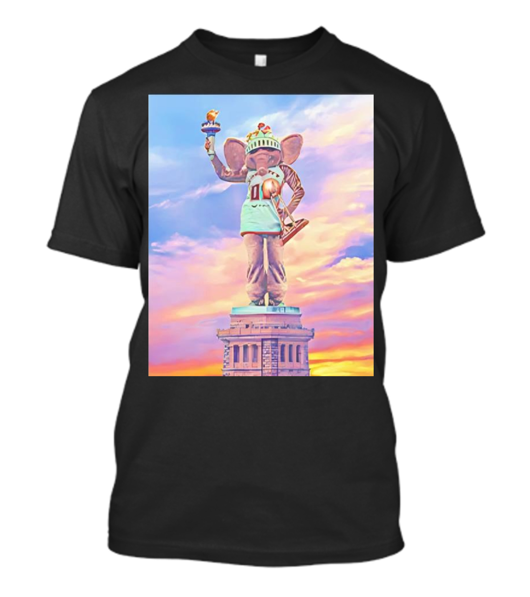 New York Liberty 2024 WNBA Champs Ellie The Elephant Statue Of Liberty Basketball Trophy T-Shirt