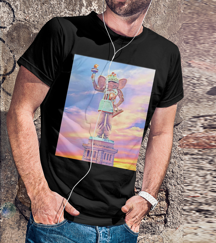 New York Liberty 2024 WNBA Champs Ellie The Elephant Statue Of Liberty Basketball Trophy T-Shirt