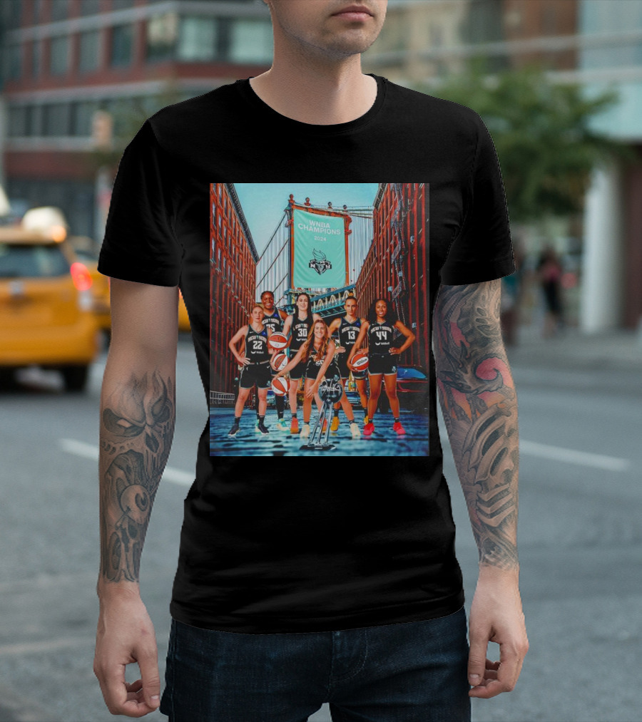 New York Liberty WNBA Champions 2024 Brooklyn Bridge T-Shirt