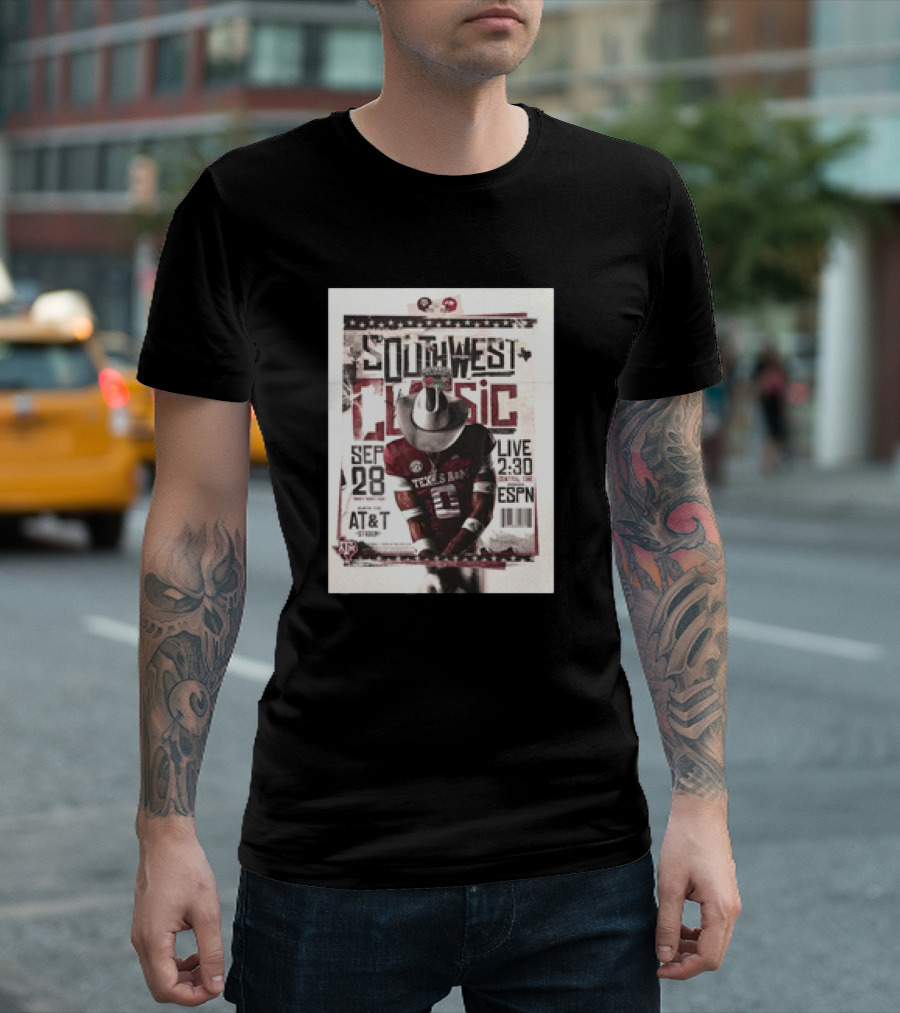 Southwest Classic Texas A&M Aggies Vs Arkansas Razorbacks September 28 Live 2:30 On ESPN T-Shirt