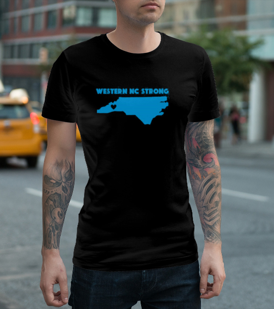 Western NC Strong Heart North Carolina Map T-Shirt