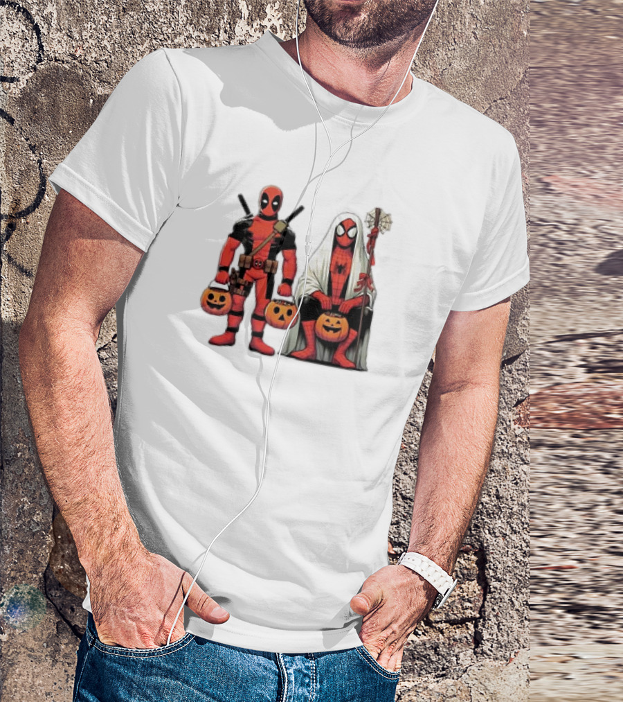 Halloween 2024 Deadpool Spiderman Cartoon Pumpkin Costumes T-Shirt