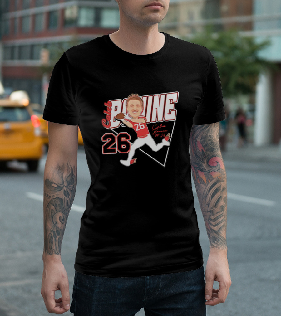 Caleb Bonine #26 Caricature Louisiana Ragin’ Cajuns Player Football T-Shirt