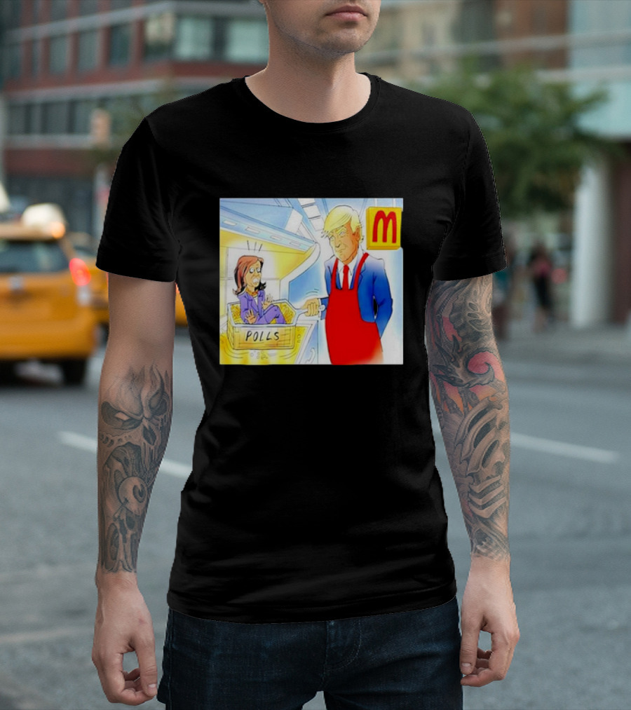 Trump Kamala Harris Polls Cartoon – MagaDonald’s T-Shirt