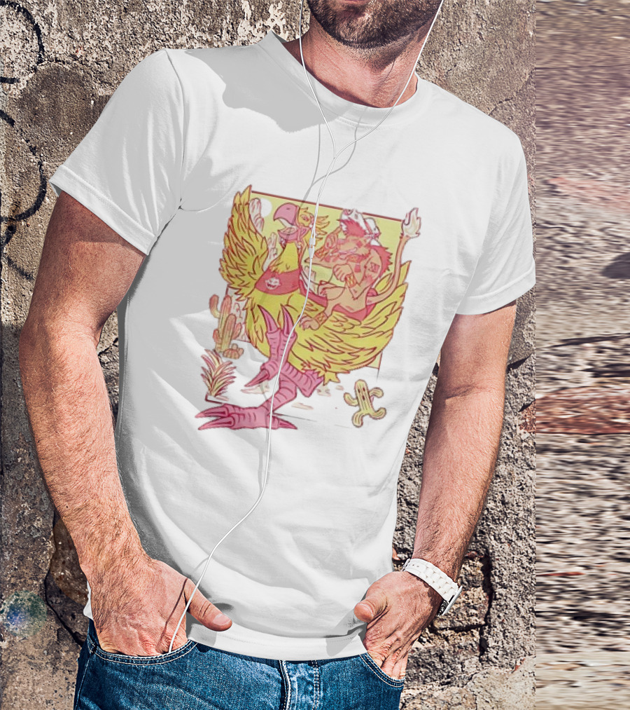 Final Fantasy 7 Red XIII Riding Chocobo Cactus Desert Scene T-Shirt