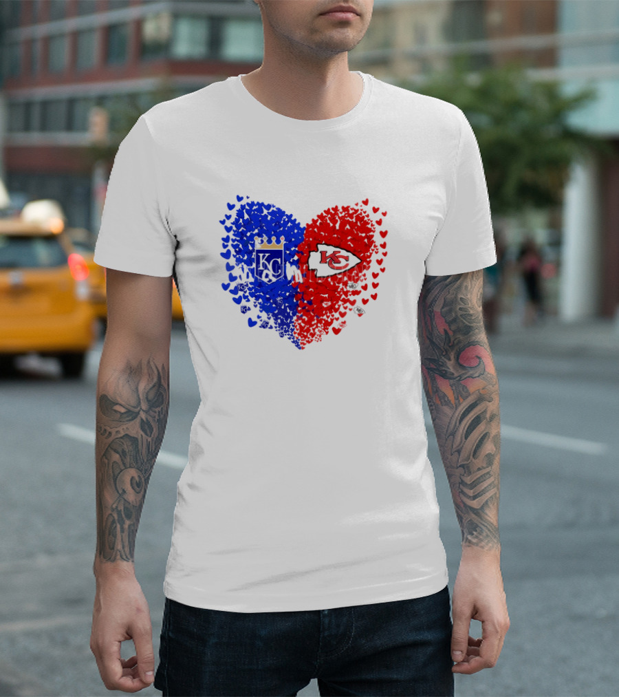 Heart Kansas City Royals KC And Kansas City Chiefs KC T-Shirt