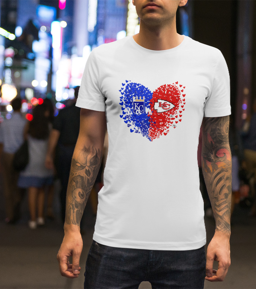 Heart Kansas City Royals KC And Kansas City Chiefs KC T-Shirt