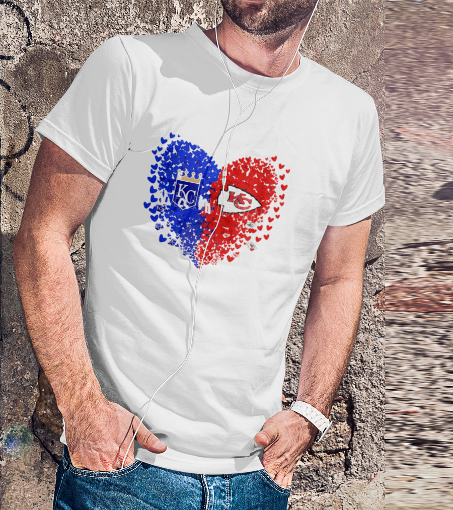 Heart Kansas City Royals KC And Kansas City Chiefs KC T-Shirt