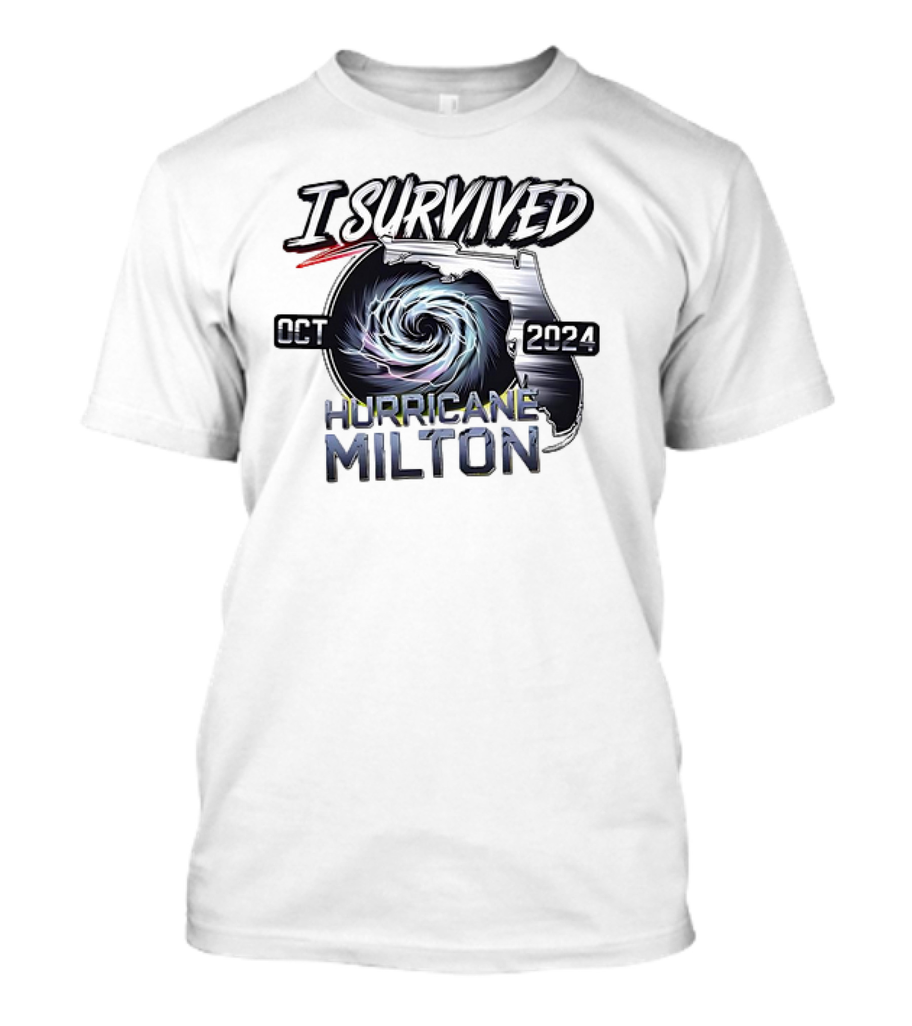 I Survived Hurricane Milton Florida Map Swirl Oct T-Shirt