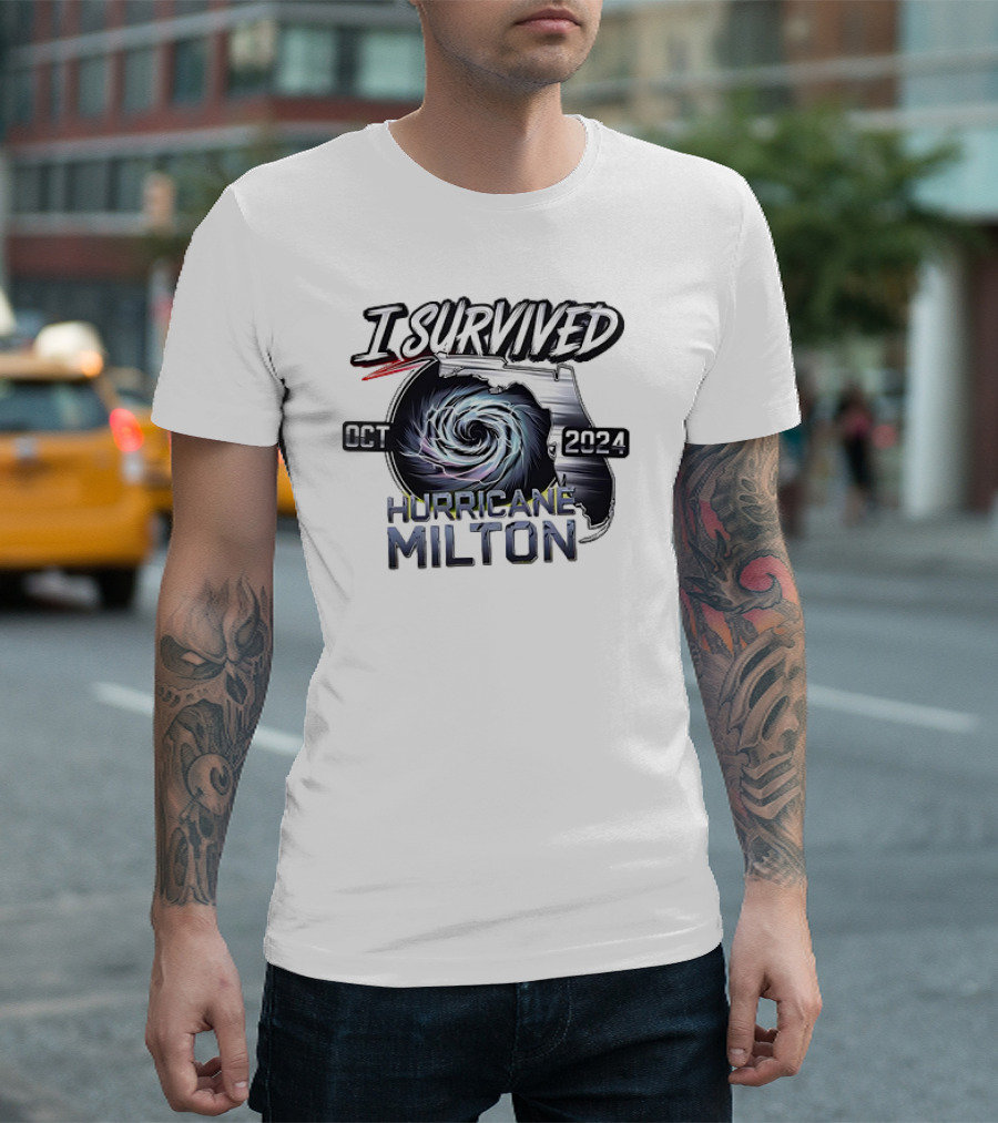 I Survived Hurricane Milton Florida Map Swirl Oct T-Shirt