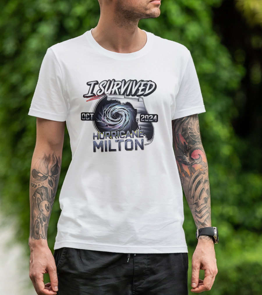 I Survived Hurricane Milton Florida Map Swirl Oct T-Shirt