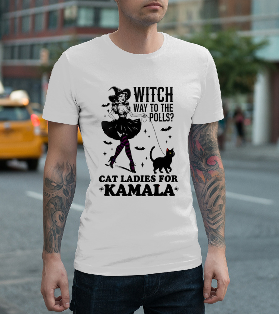 Witch Way To The Polls Cat Ladies For Kamala T-Shirt