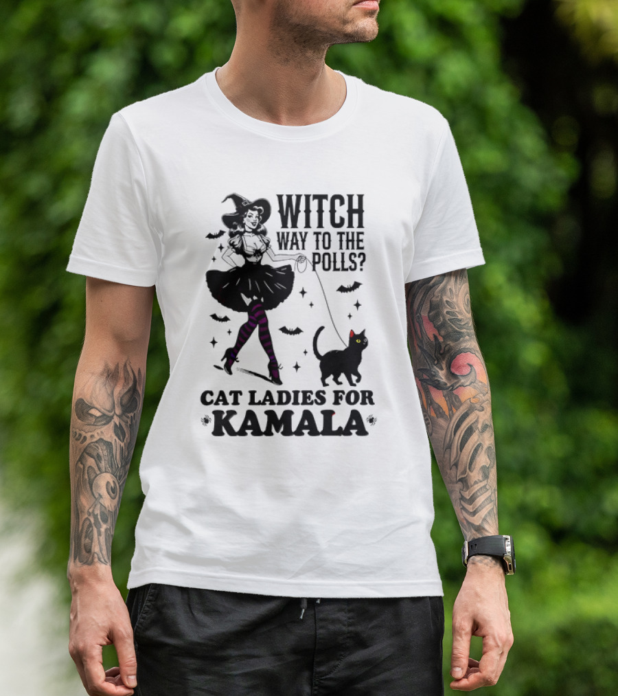 Witch Way To The Polls Cat Ladies For Kamala T-Shirt