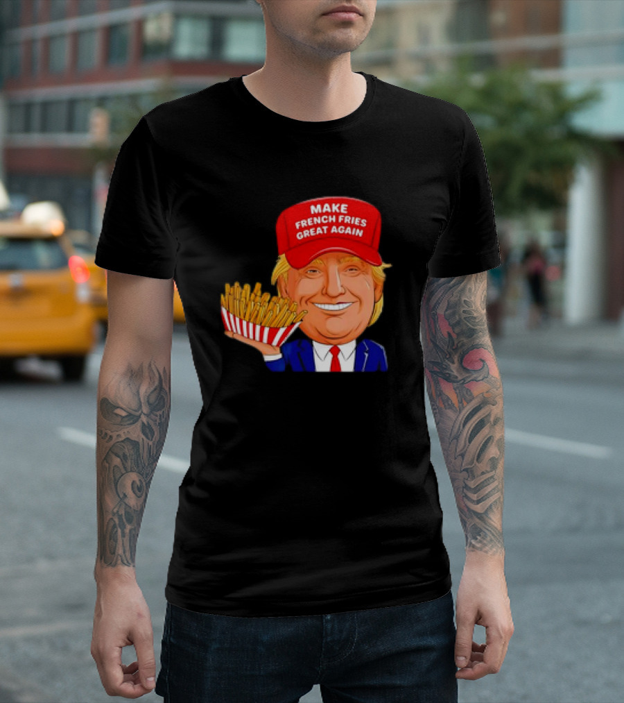Funny Trump 2024 Cartoon Make French Fries Great Again T-Shirt