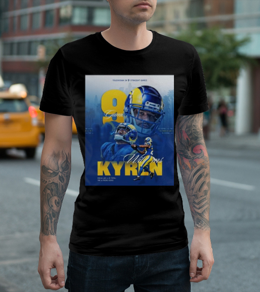 Kyren Williams Los Angeles Rams Touchdown In 9 Straight Games NFL Football Highlights T-Shirt