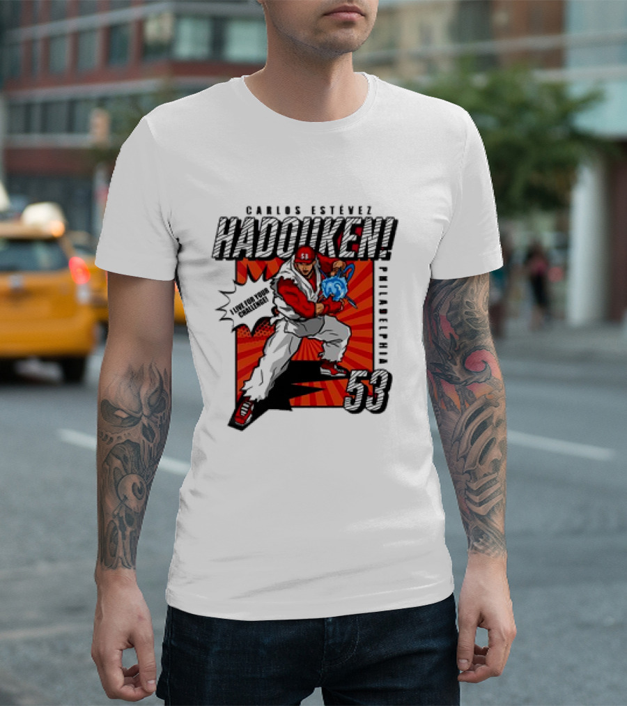Carlos Estévez HADOUKEN Philadelphia 53 Fighter Explosion T-Shirt
