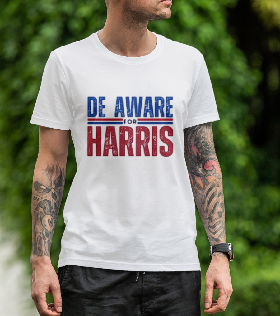 Delaware Aware For Harris Walz 2024 Against Anti Trump T-Shirt