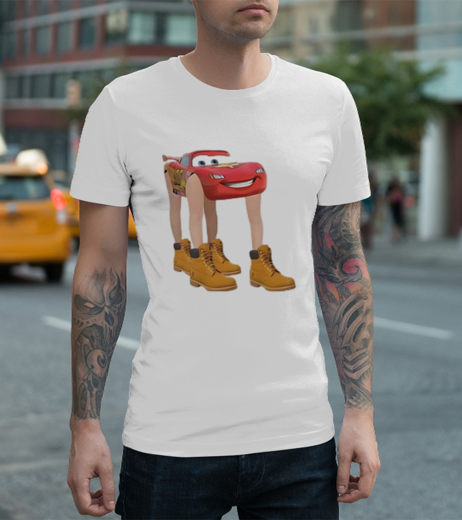 Lightning McQueen with Legs Cartoon Boots T-Shirt