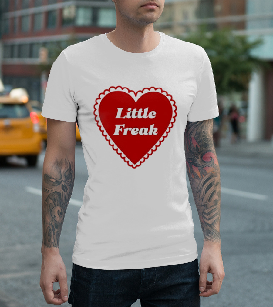 Little Freak Heart Red Scalloped Text T-Shirt