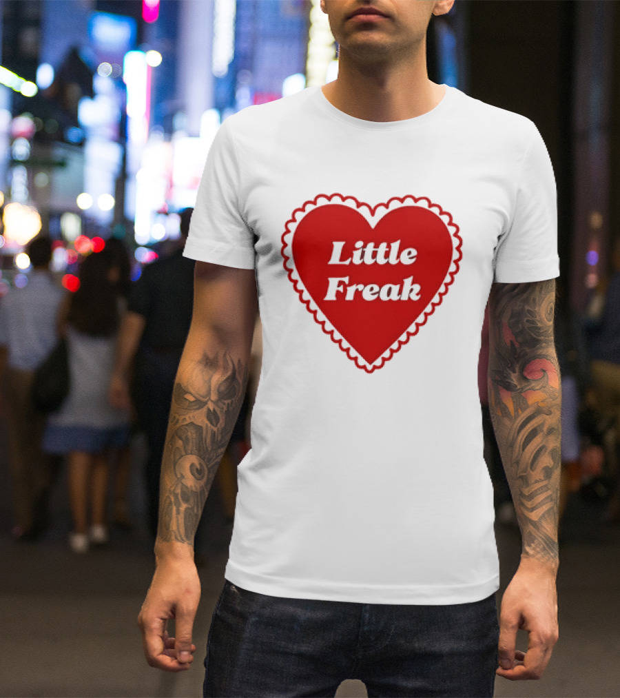 Little Freak Heart Red Scalloped Text T-Shirt