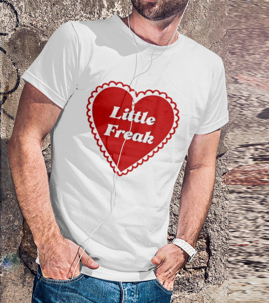 Little Freak Heart Red Scalloped Text T-Shirt