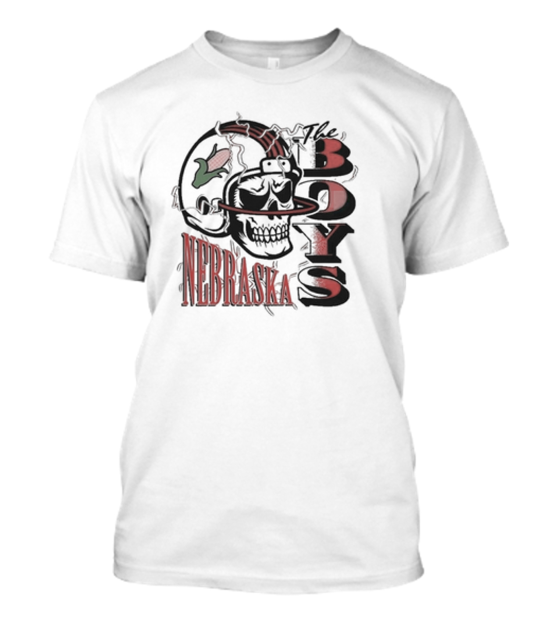 Nebraska Cornhuskers The Boys Skull Helmet Lightning T-Shirt