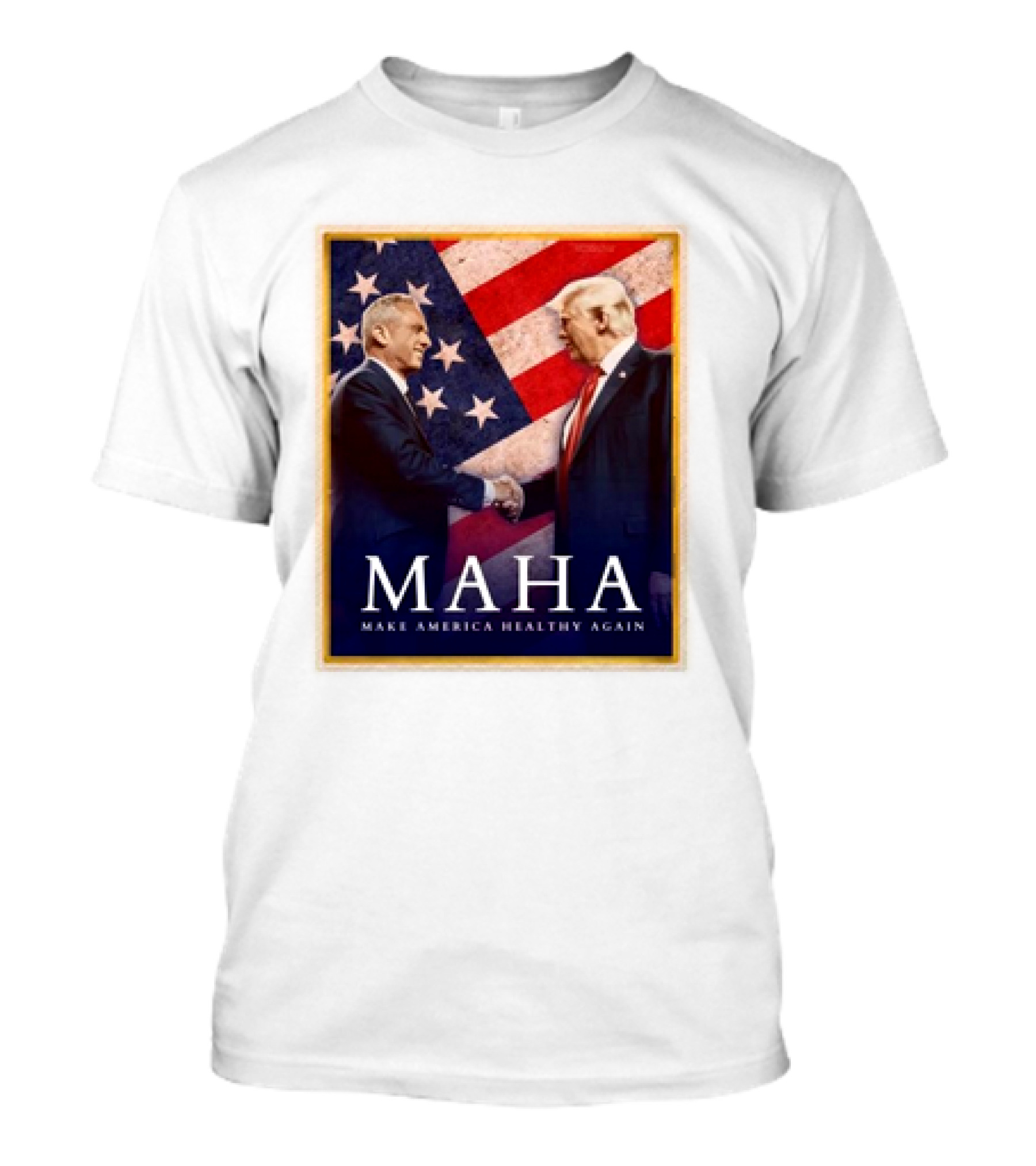 MAHA Make America Healthy Again Trump Kennedy American Flag Background T-Shirt