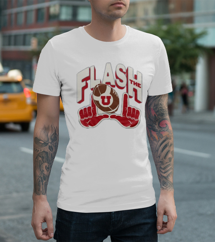 Utah Utes Flash the U Football Logo with Red Hand Gesture T-Shirt