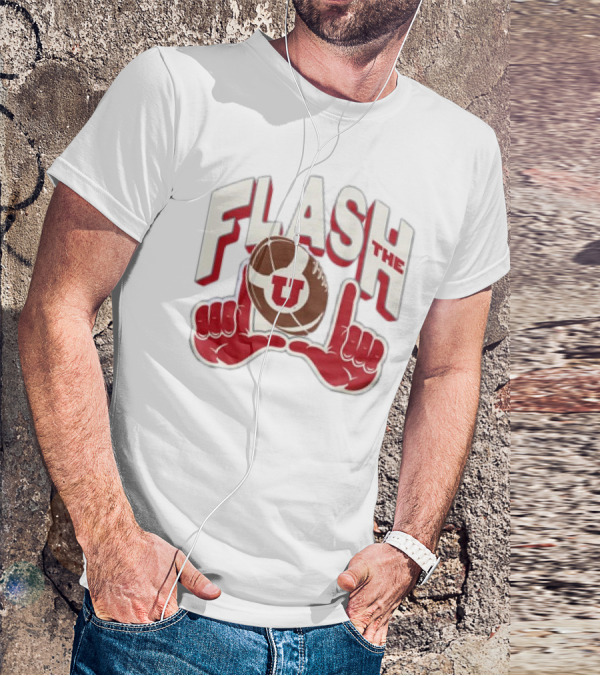 Utah Utes Flash The U Football Logo With Red Hand Gesture T-Shirt