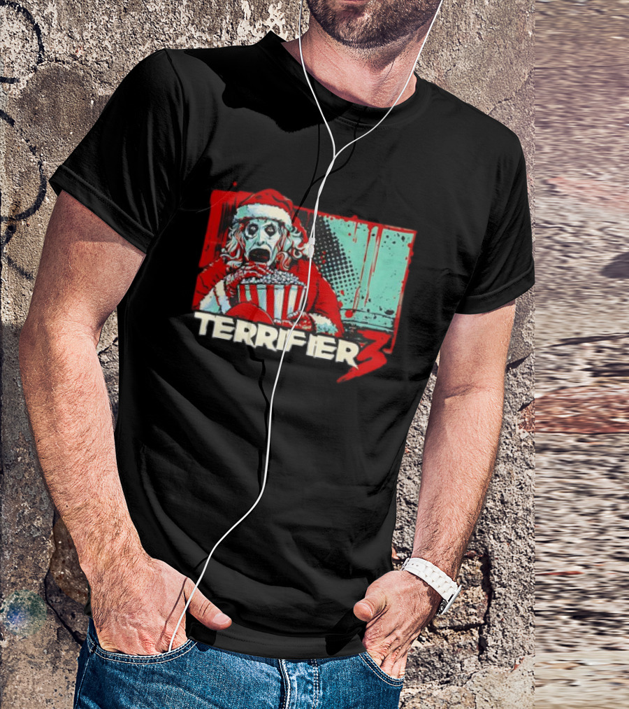 Terrifier 3 Santa Popcorn Horror Scene T-Shirt