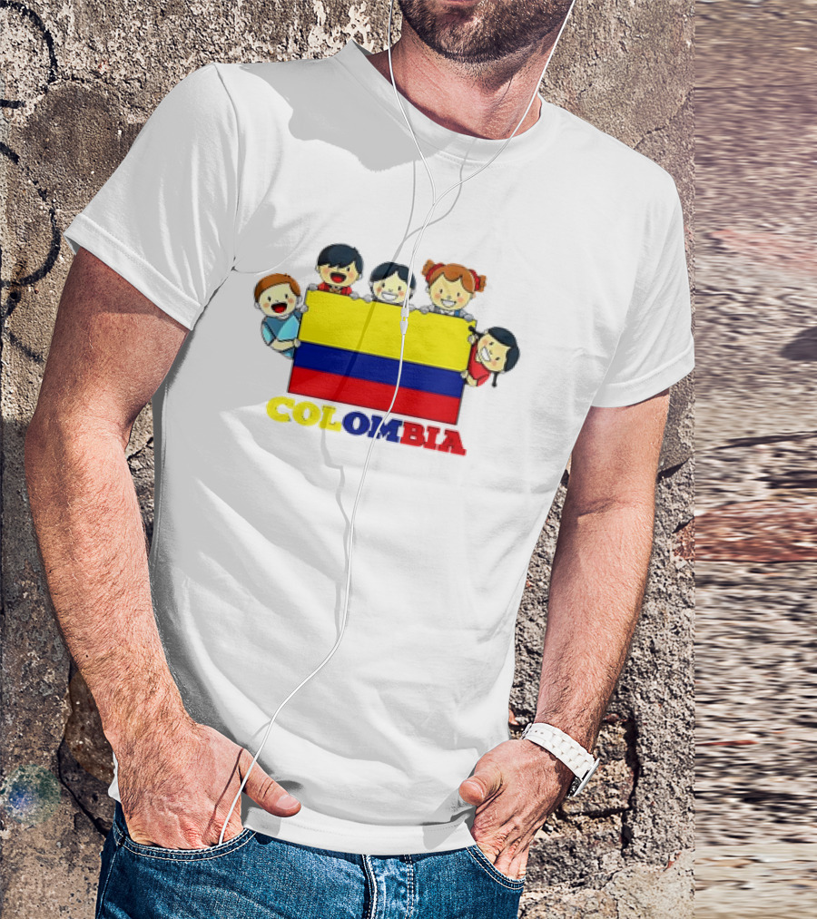 Colombia Flag Hispanic Heritage Month Cartoon Kids Colombian Flag T-Shirt