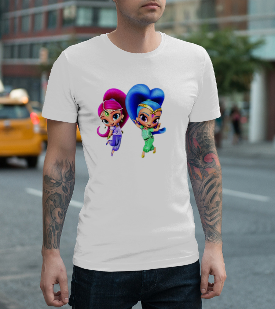 Shimmer And Shine Cartoon Girl Friend Duo With Vibrant Colors T-Shirt