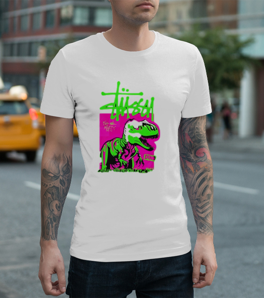Stussy Big and Meaty Dino Cartoon T-Shirt