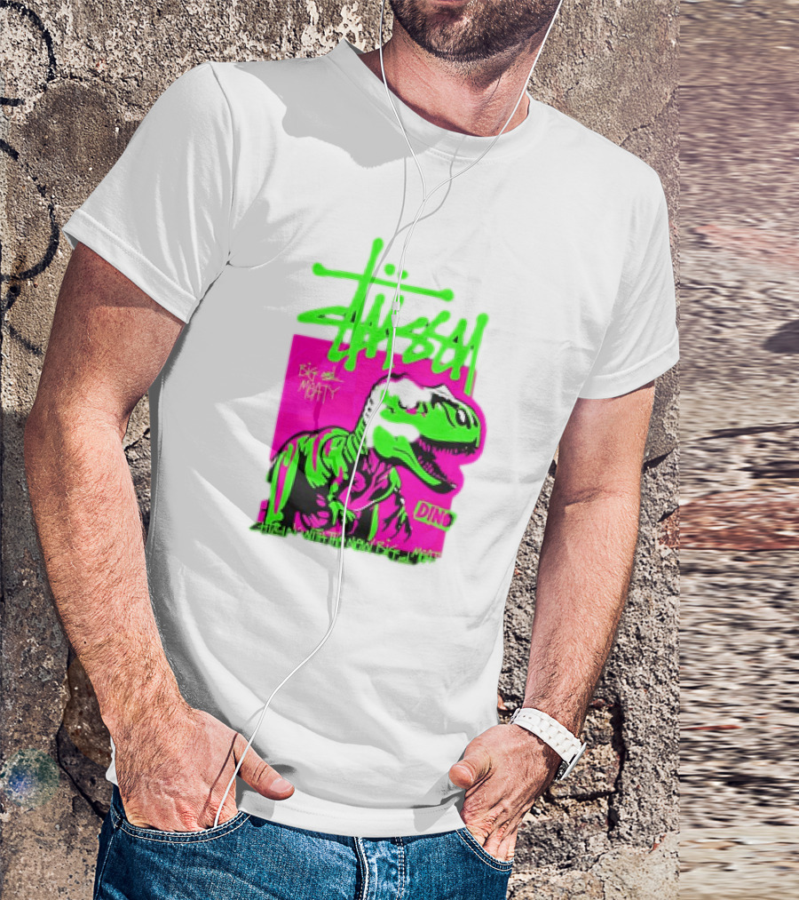 Stussy Big And Meaty Dino Cartoon T-Shirt