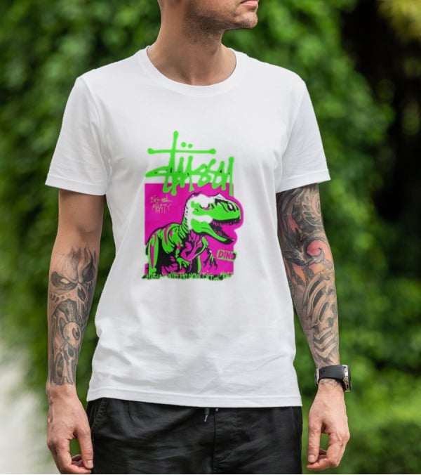 Stussy Big And Meaty Dino Cartoon T-Shirt