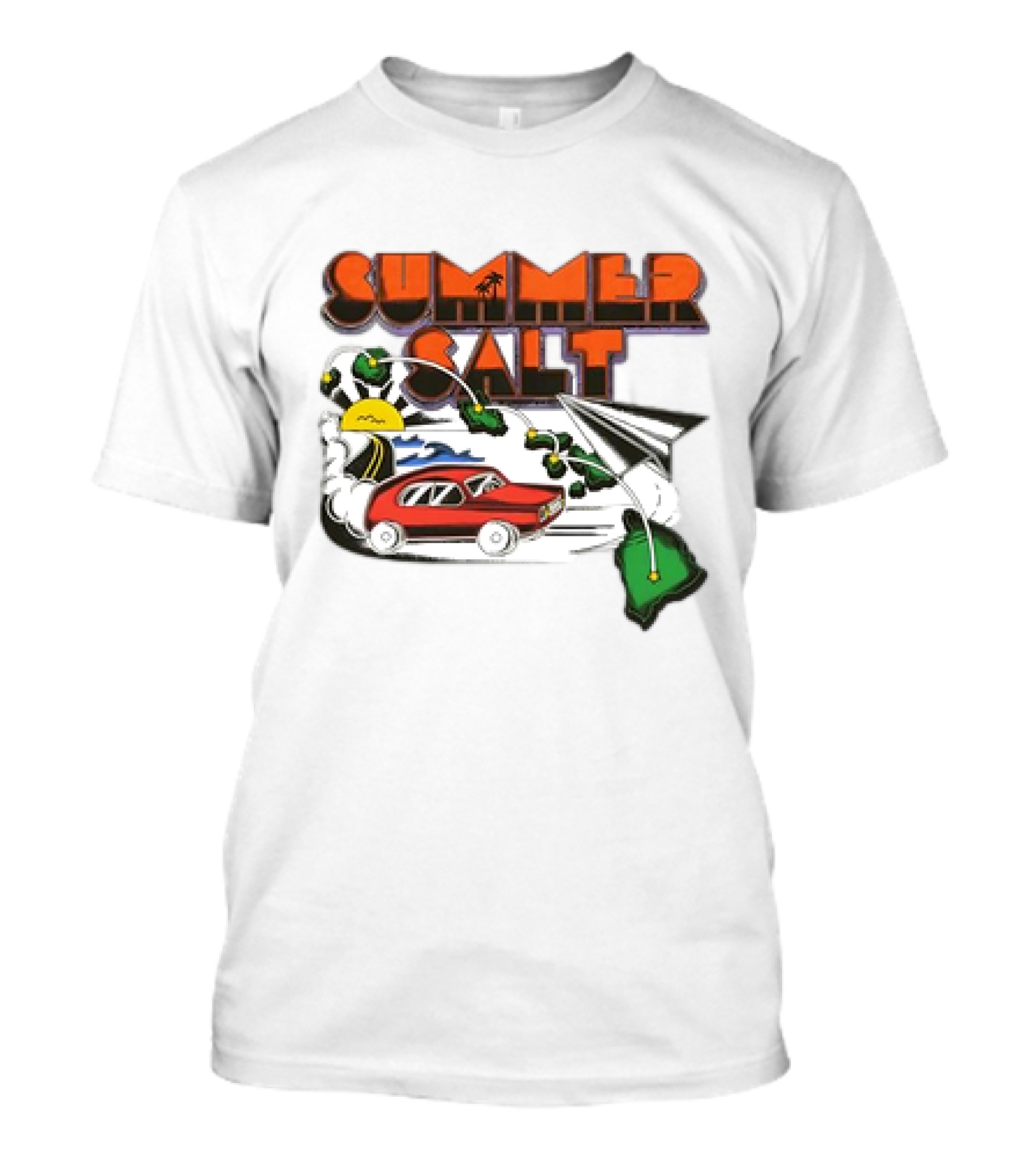 Summer Salt 10 Years Anniversary Driving To Hawaii Vintage Car And Paper Airplane Adventure T-Shirt